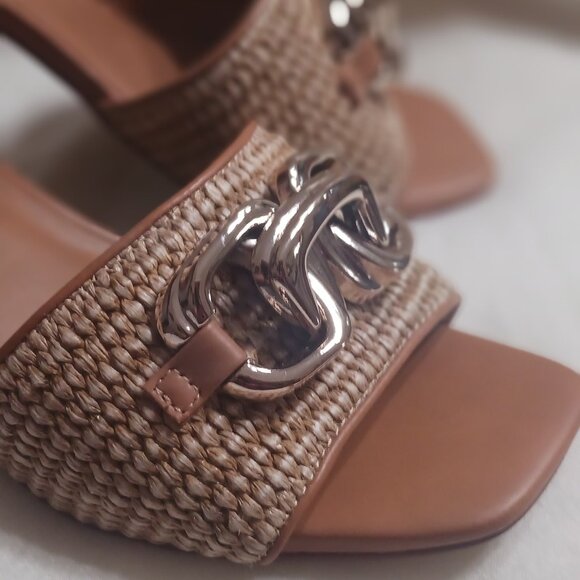 NWOT Steve Madden Santana Raffia Block Sandals No Box - Picture 3 of 6